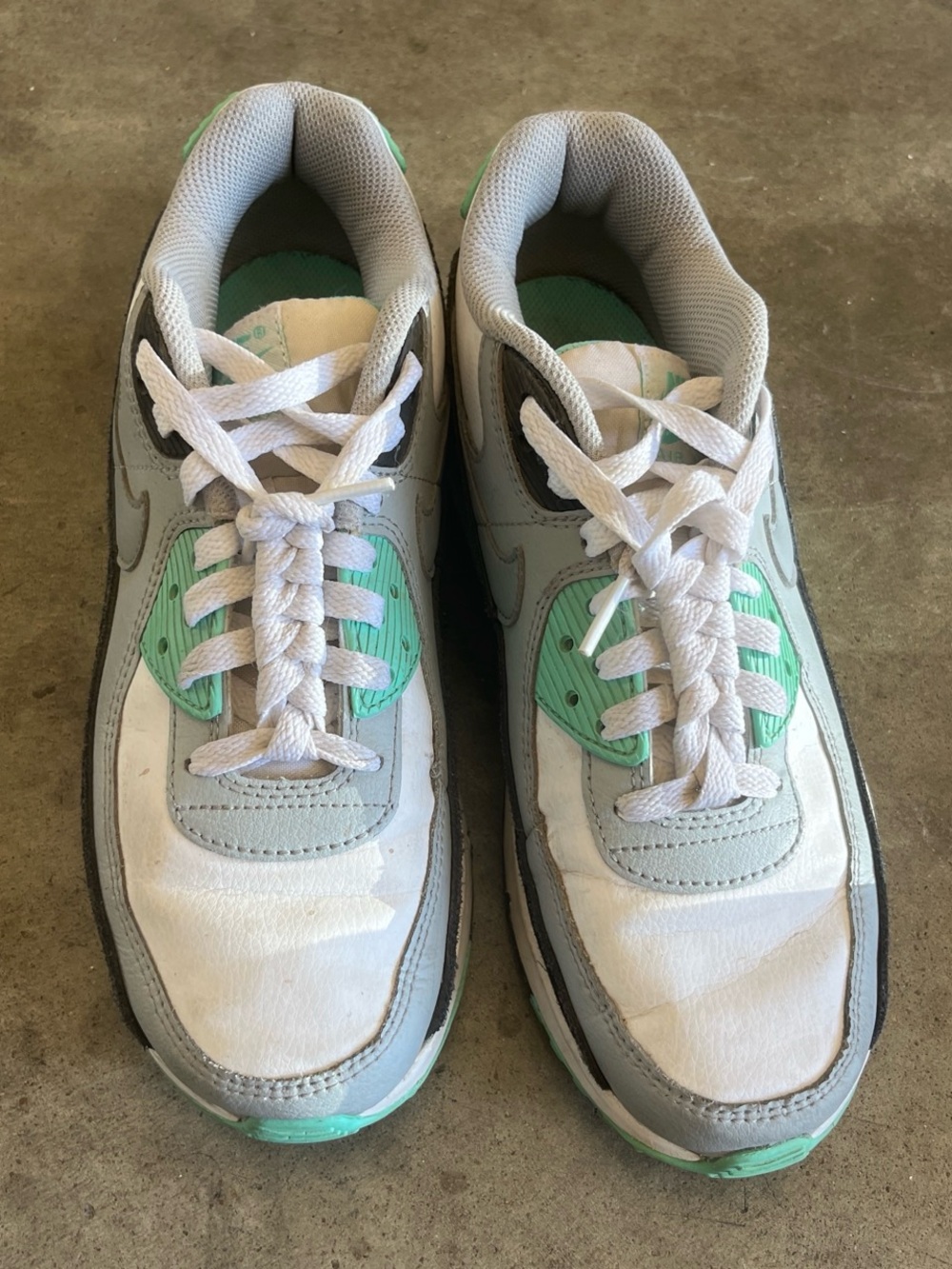 Gray and Mint Green Athletic Sneakers